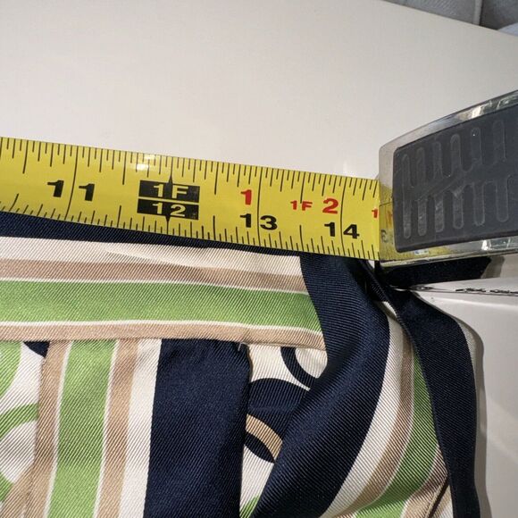 Vintage Talbots Silk Lined Wrap Green Navy Blue‎ Beige Skirt Size 4 - Picture 7 of 7